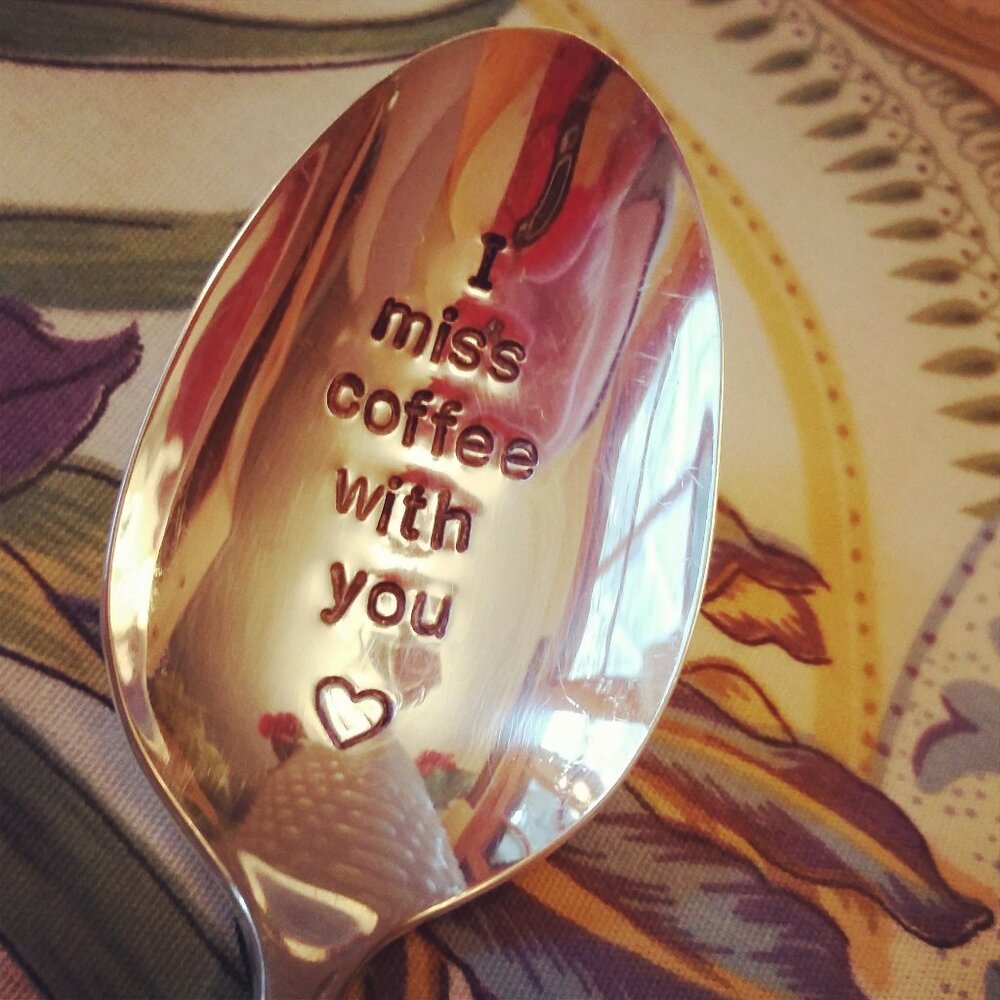 Coffee Spoon, Teaspoon, hand stamped silverplate, Gift